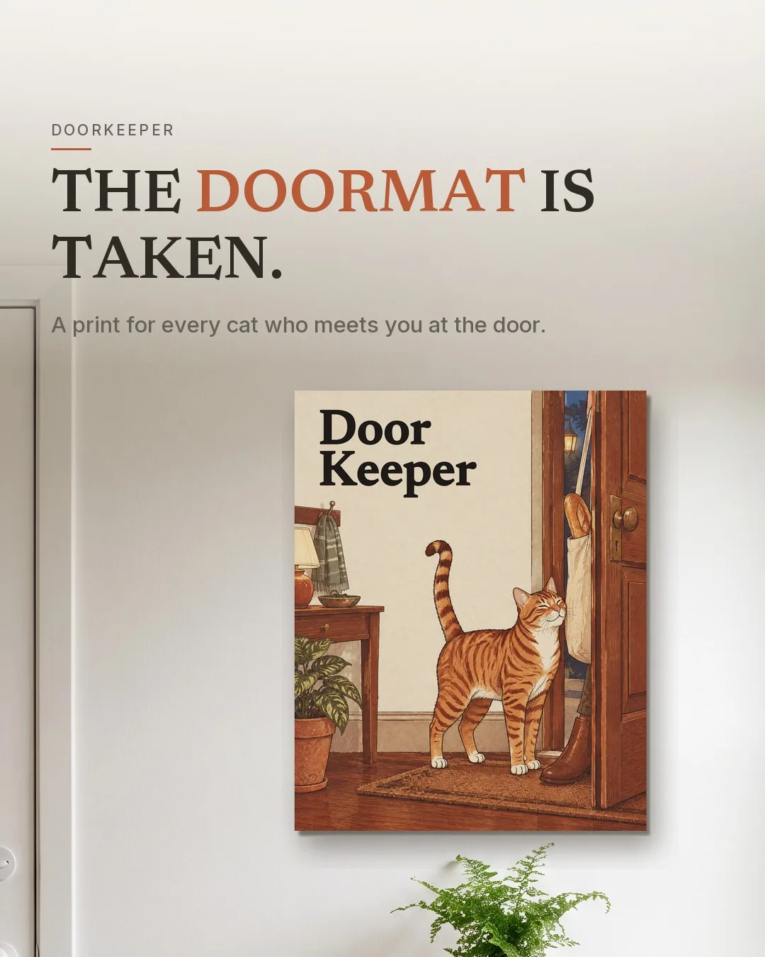 The Doorkeeper: the framed print hanging on a wall in a room.