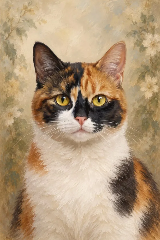 Heirloom Oil: an example cover in this style, painted from a sample cat’s photo